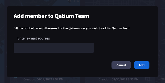 Add a user to a workspace pop up - Qatium Help Center